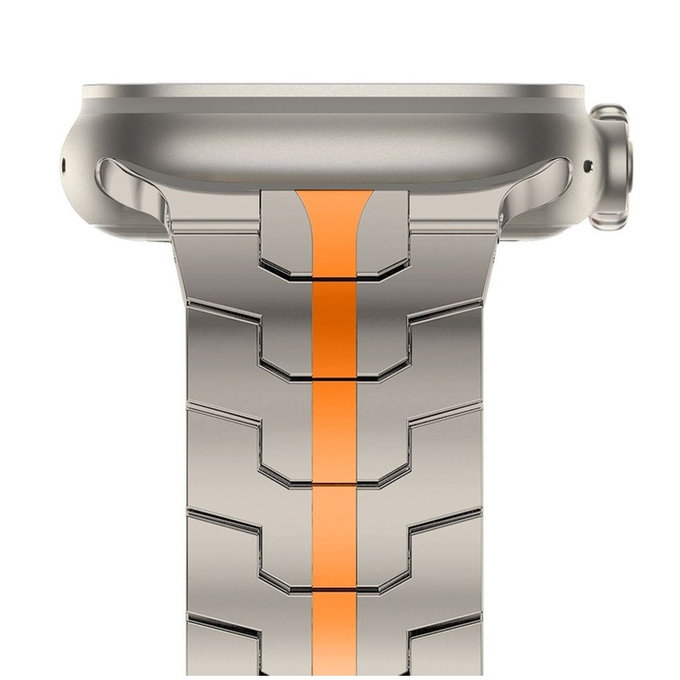 Curea Stainless Line pentru Apple Watch 8 / 9 / 10 / 11 / SE / Ultra (44 / 45 / 46 / 49 mm), Titanium/Orange, Tech-Protect