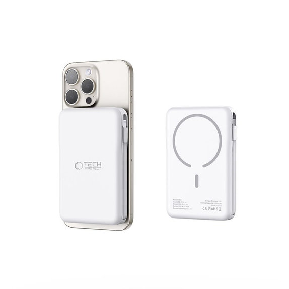 Power bank PB31 Lifemag MagSafe 10000mAh, albă, Tech-Protect