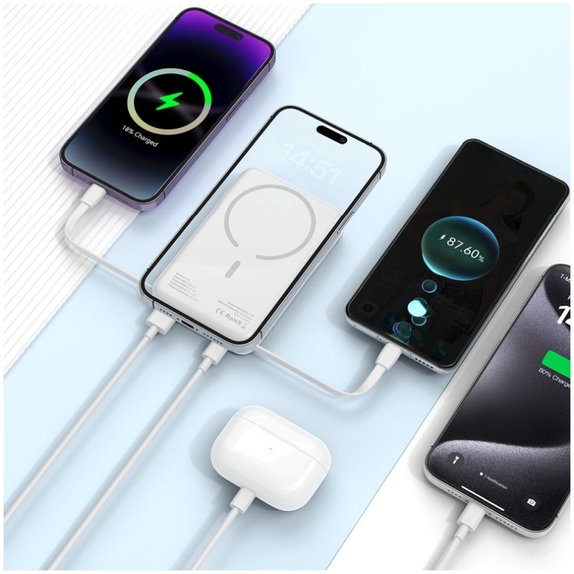 Power bank PB31 Lifemag MagSafe 10000mAh, albă, Tech-Protect