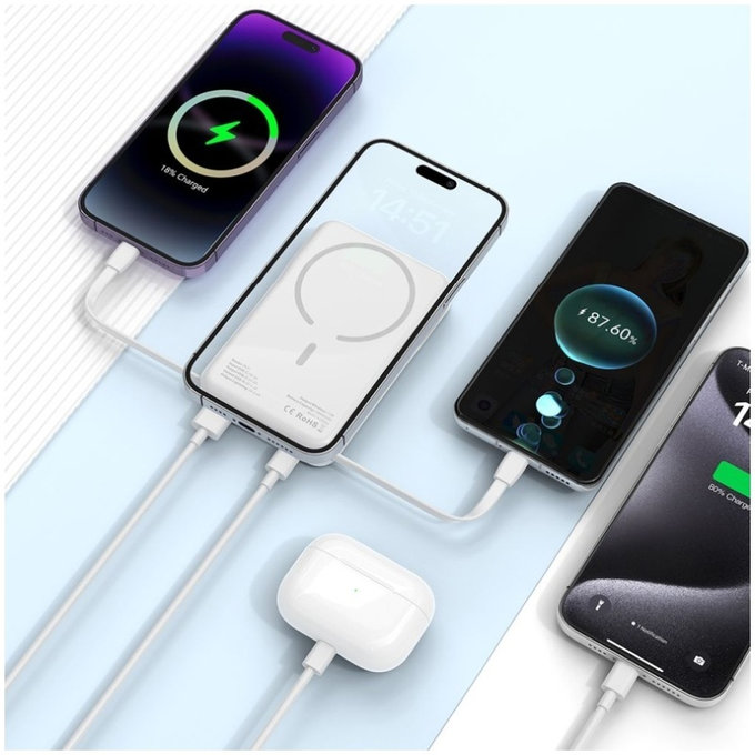 Power bank PB31 Lifemag MagSafe 10000mAh, albă, Tech-Protect