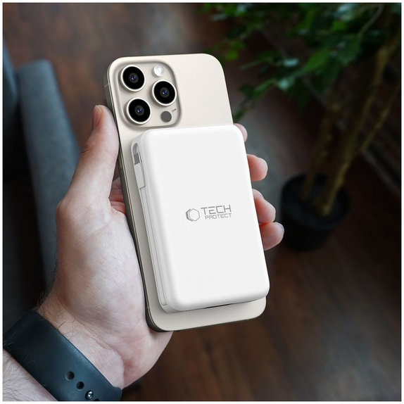 Power bank PB31 Lifemag MagSafe 10000mAh, albă, Tech-Protect