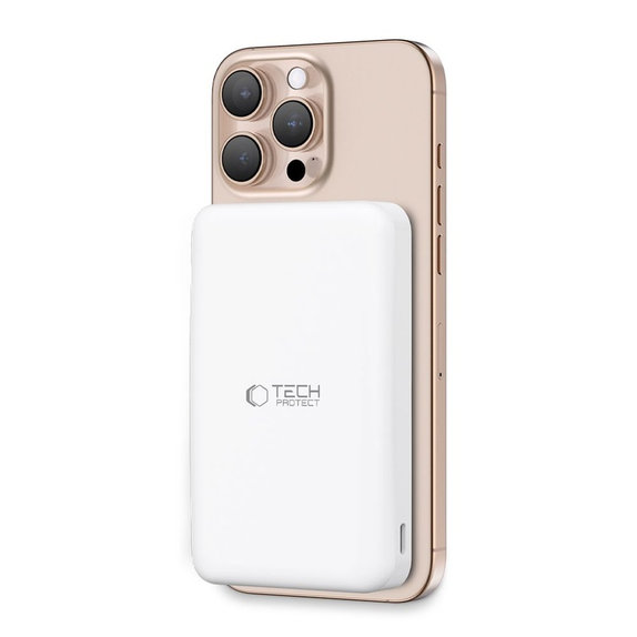 Power bank PB24 Lifemag Qi2 MagSafe 10000mAh, albă, Tech-Protect