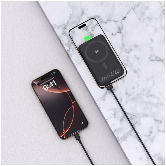 Power bank PB24 Lifemag Qi2 MagSafe 10000mAh, neagră, Tech-Protect