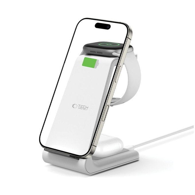 Încărcător wireless QI15W-A36 3IN1 for Apple, albă, Tech-Protect