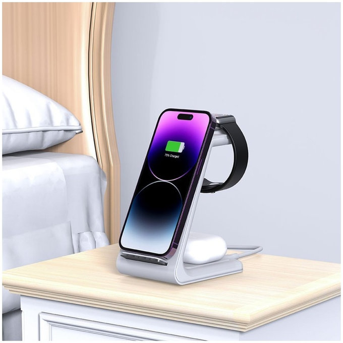 Încărcător wireless QI15W-A36 3IN1 for Apple, albă, Tech-Protect