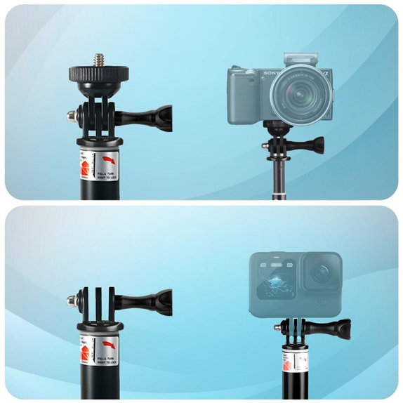 Selfie stick cu trepied GA100 pentru GoPro / DJI / INSTA360, neagră, Tech-Protect