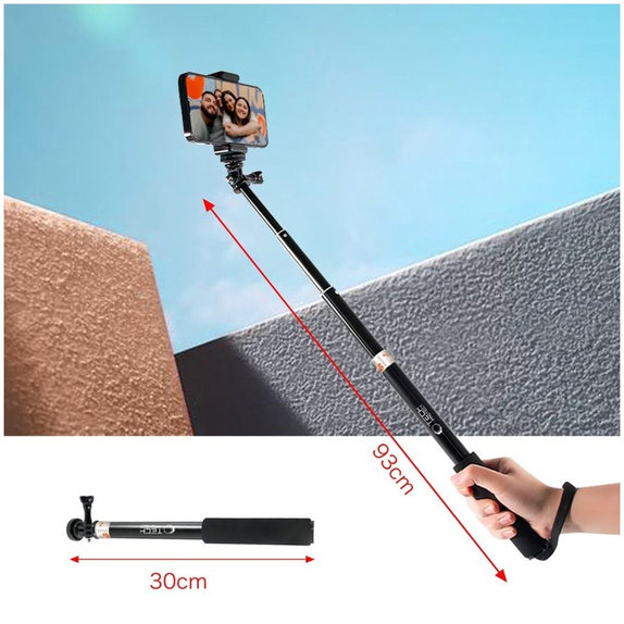 Selfie stick cu trepied GA100 pentru GoPro / DJI / INSTA360, neagră, Tech-Protect