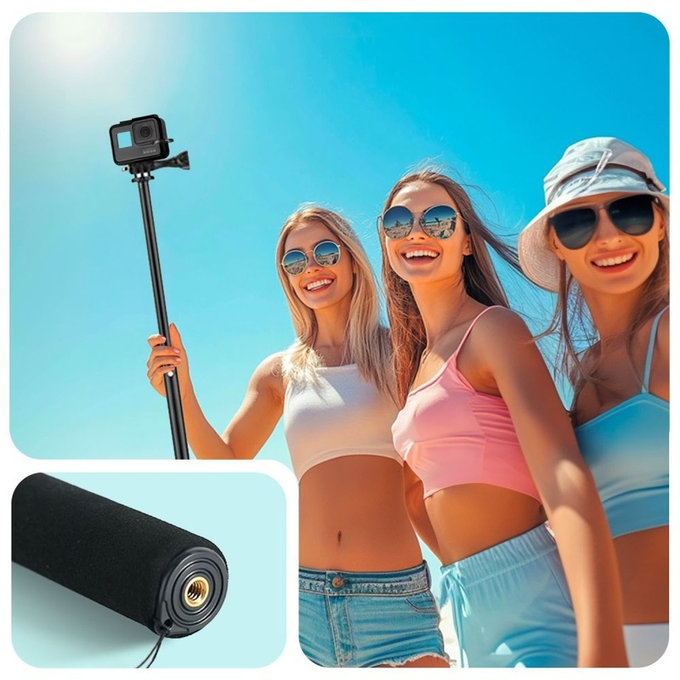 Selfie stick cu trepied GA100 pentru GoPro / DJI / INSTA360, neagră, Tech-Protect