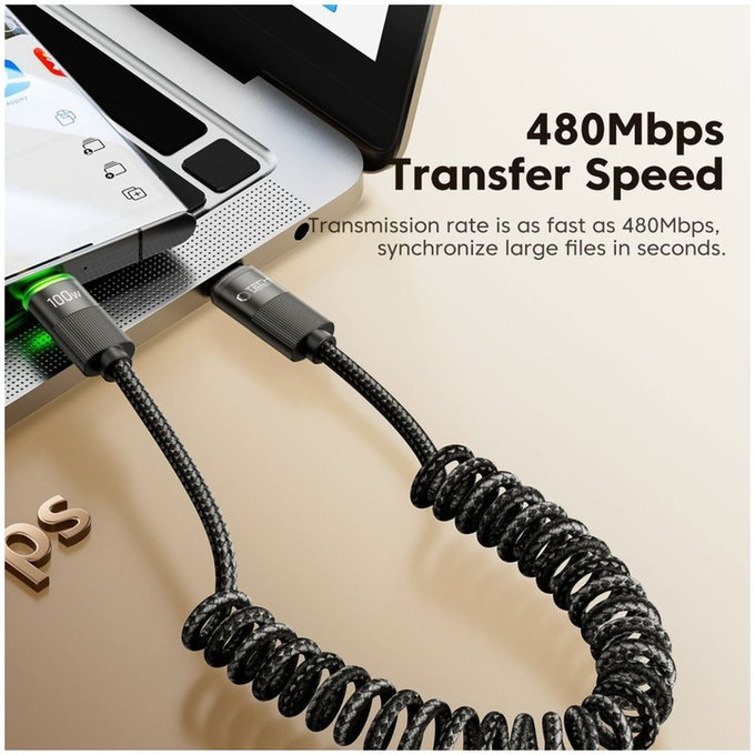 Cablu UB20T Ultraboost USB-C Cable PD 100W / 5A 180CM, neagră, Tech-Protect