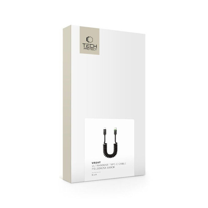 Cablu UB20T Ultraboost USB-C Cable PD 100W / 5A 180CM, neagră, Tech-Protect