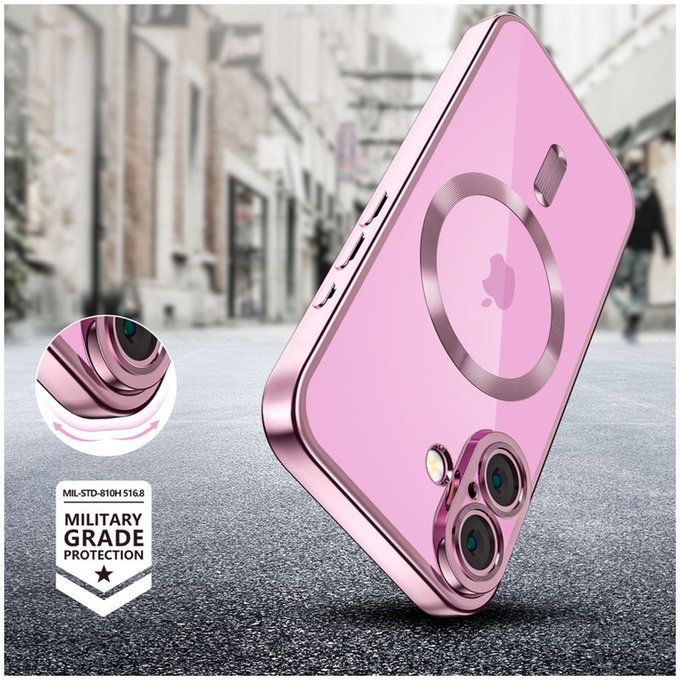 Husă MagFlex MagSafe pentru iPhone 16 Shiny Rose, Tech-Protect
