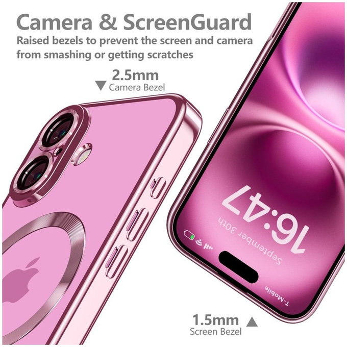 Husă MagFlex MagSafe pentru iPhone 16 Shiny Rose, Tech-Protect