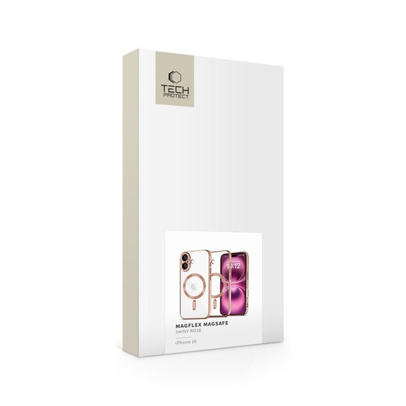 Husă MagFlex MagSafe pentru iPhone 16 Shiny Rose, Tech-Protect