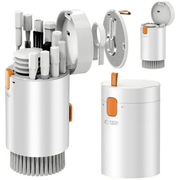 Set de curățare CS01 20 în 1 pentru electronice, alb, Tech-Protect