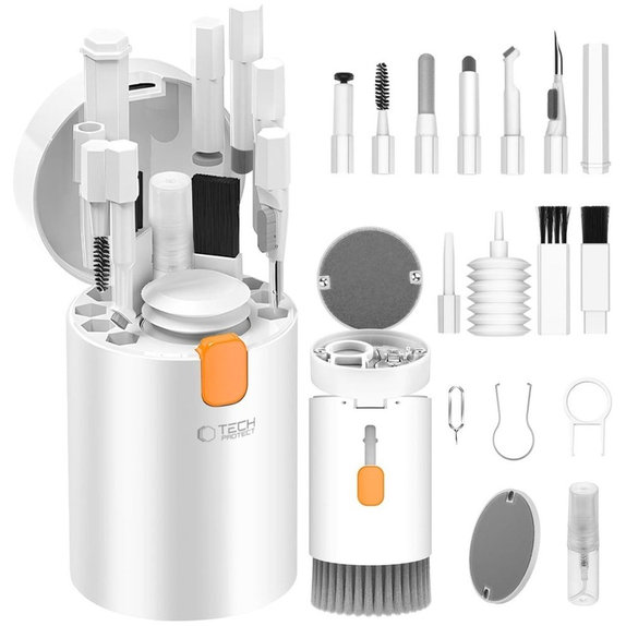 Set de curățare CS01 20 în 1 pentru electronice, alb, Tech-Protect