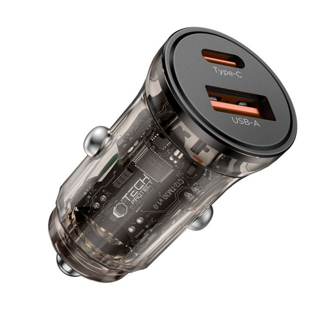 Încărcător auto CC01 2-PORT PD 45W / QC3.0, neagră, Tech-Protect