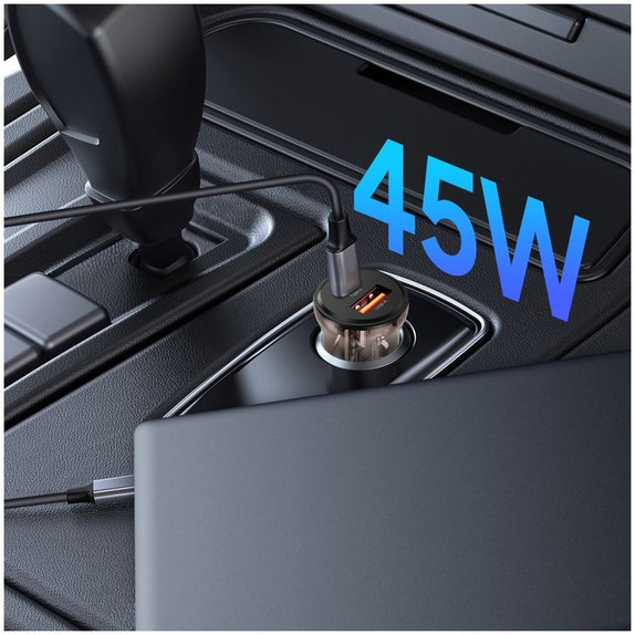 Încărcător auto CC01 2-PORT PD 45W / QC3.0, neagră, Tech-Protect