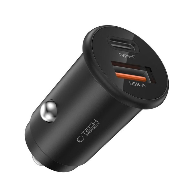 Încărcător auto CC02 2-PORT PD 35W / QC3.0, neagră, Tech-Protect