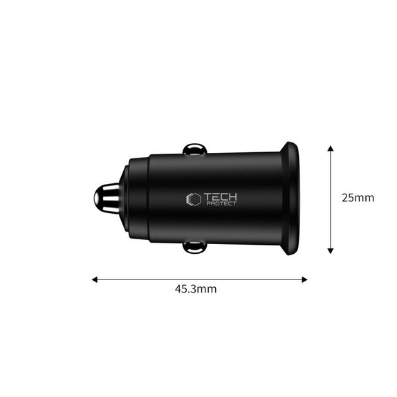 Încărcător auto CC02 2-PORT PD 35W / QC3.0, neagră, Tech-Protect