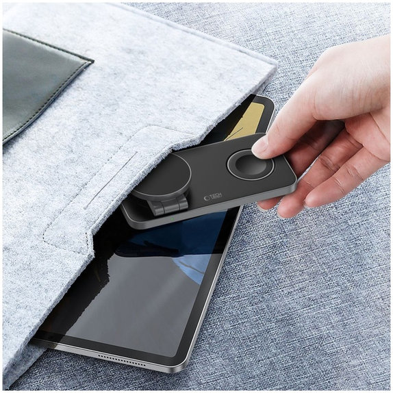 Încărcător wireless QI15W-A47 3IN1 Magnetic MagSafe, neagră, Tech-Protect