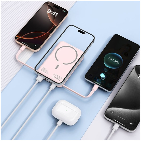 Power bank PB31 Lifemag MagSafe 10000mAh, roz, Tech-Protect