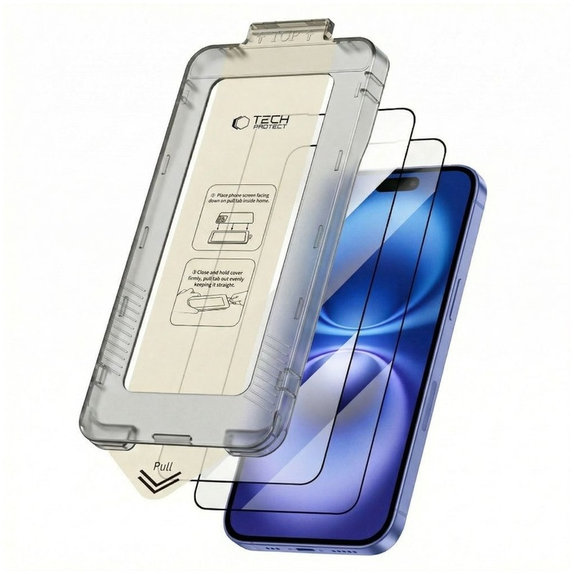 Sticlă securizată Quick Set+ 2-PACK pentru iPhone 15 / 16, neagră, Tech-Protect