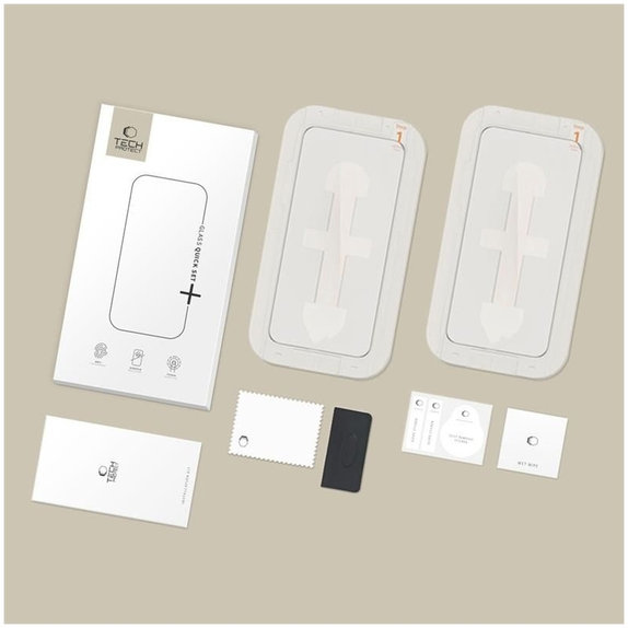 Sticlă securizată Quick Set+ 2-PACK pentru iPhone 13 / 13 Pro / 14 / 16E / 17E, neagră, Tech-Protect