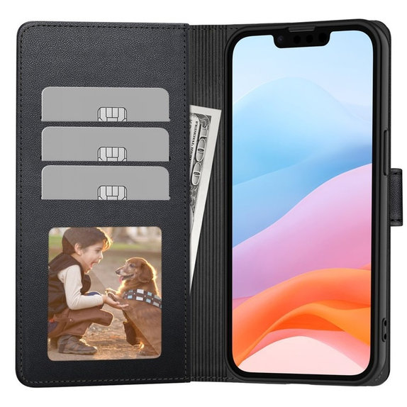 Husă Wallet pentru Motorola Edge 60 / 60 Fusion, neagră, Tech-Protect