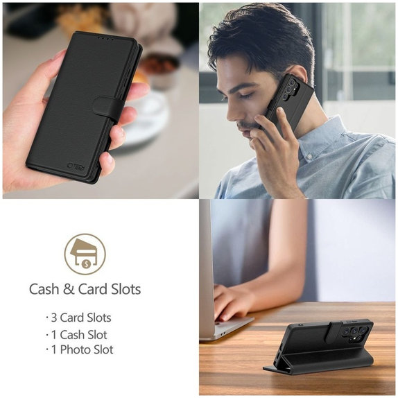 Husă Wallet pentru Motorola Edge 60 / 60 Fusion, neagră, Tech-Protect