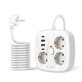 Încărcător de rețea PCS3X4 Power Strip 2 USB & 2 USB-C & 3 Socket 200cm, albă, Tech-Protect