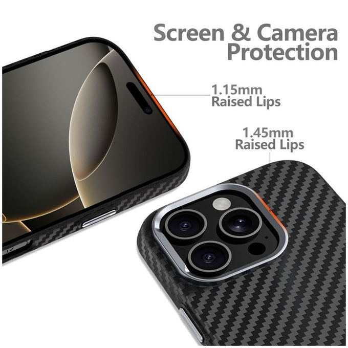 Husă Ion Carbon MagSafe pentru Samsung S25 Ultra, neagră/argintie, Tech-Protect