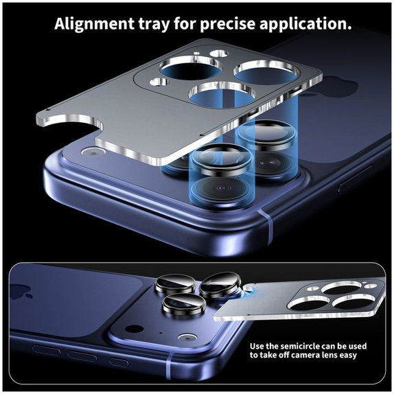 Protecție cameră Camring Fit+ pentru iPhone 14 Pro / Max / 15 Pro / Max / 16 Pro / Max / 17 Pro / Max, transparentă, Tech-Protect