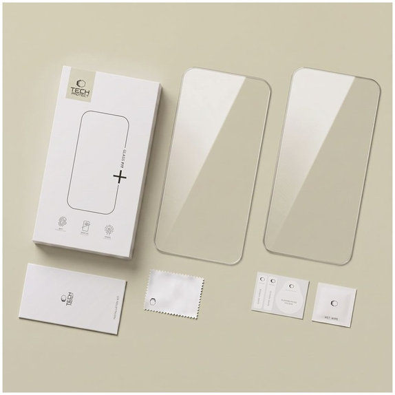 Sticlă securizată Glass Fit+ 2-PACK pentru iPhone 16 Pro / 17 / 17 Pro / 18 Pro, transparentă, Tech-Protect