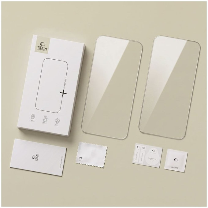Sticlă securizată Glass Fit+ 2-PACK pentru iPhone 16 Pro / 17 / 17 Pro / 18 Pro, transparentă, Tech-Protect