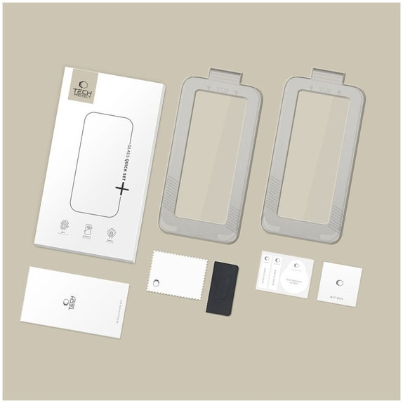 Sticlă securizată Quick Set+ 2-PACK pentru iPhone 17, neagră, Tech-Protect