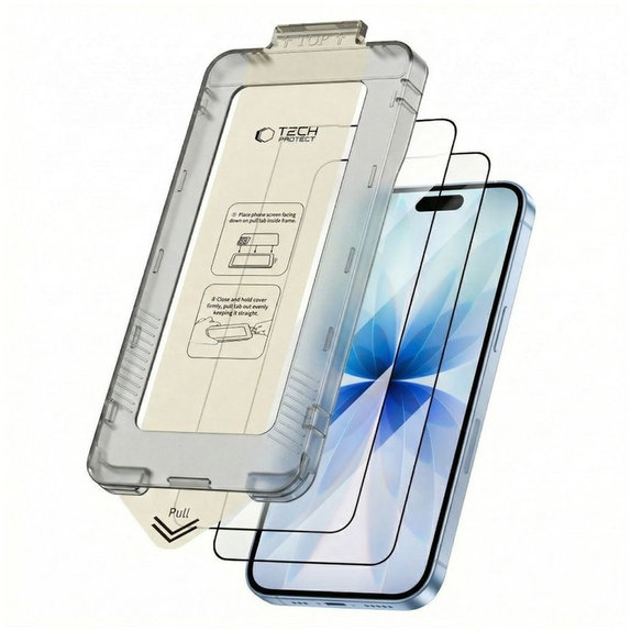 Sticlă securizată Quick Set+ 2-PACK pentru iPhone 17, neagră, Tech-Protect