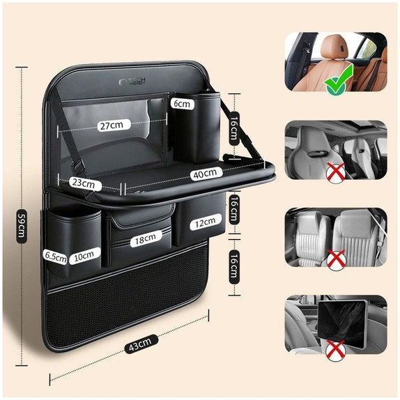 Organizator auto pentru bancheta din spate UCA100, negru, Tech-Protect
