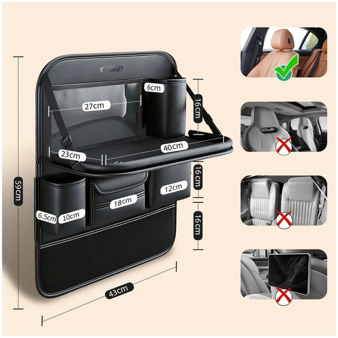 Organizator auto pentru bancheta din spate UCA100, negru, Tech-Protect