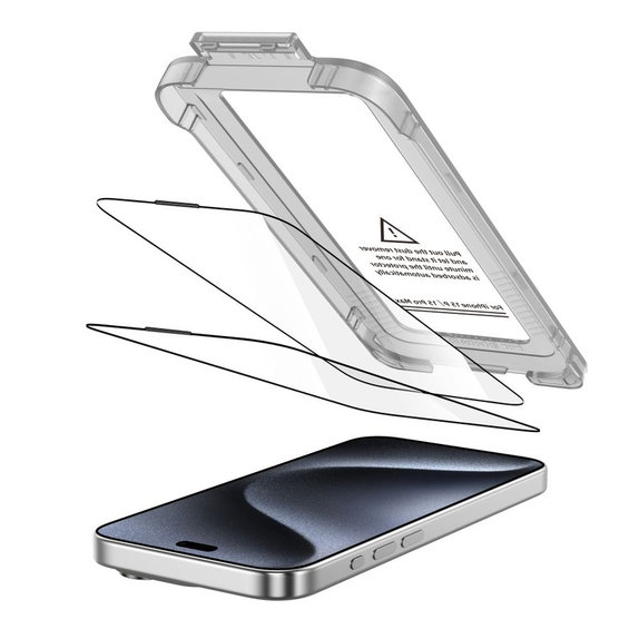 Sticlă securizată Quick Set+ 2-PACK pentru iPhone 15 Pro, neagră, Tech-Protect