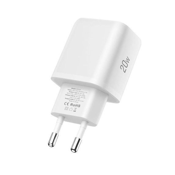 Încărcător de rețea NCA20 2-PORT PD 20W / QC3.0, albă, Tech-Protect