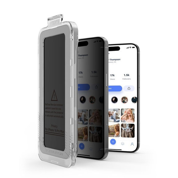 Sticlă securizată Privacy Quick Set Spy+ 2-PACK pentru iPhone 13 / 13 Pro / 14 / 16E / 17E, privacy, Tech-Protect