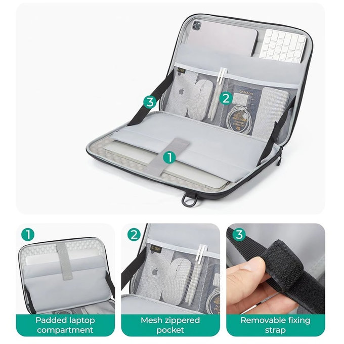 Husă pentru laptop Ranger-X Tactical 13-14, neagră, Tech-Protect