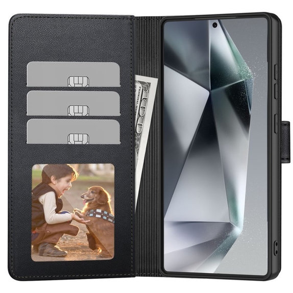 Husă Wallet pentru Samsung S25 FE, neagră, Tech-Protect