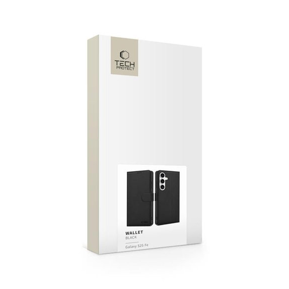 Husă Wallet pentru Samsung S25 FE, neagră, Tech-Protect