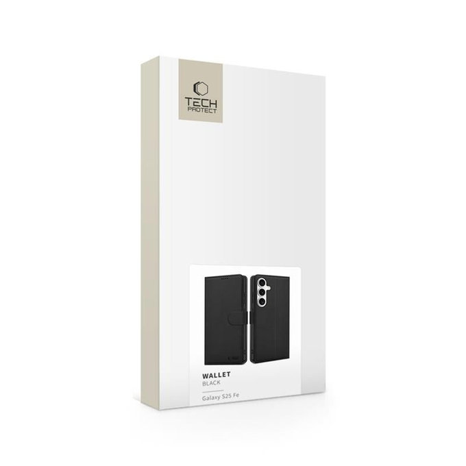 Husă Wallet pentru Samsung S25 FE, neagră, Tech-Protect