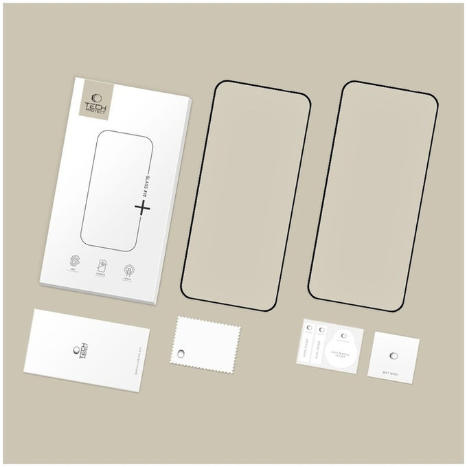 Sticlă securizată Glass Fit+ 2-PACK pentru Motorola Edge 50 Neo / 60 Neo, neagră, Tech-Protect