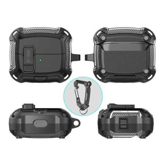 Husă pentru căști Carbonox MagSafe pentru Samsung Buds 3 / 3 FE / 3 Pro, neagră, Tech-Protect