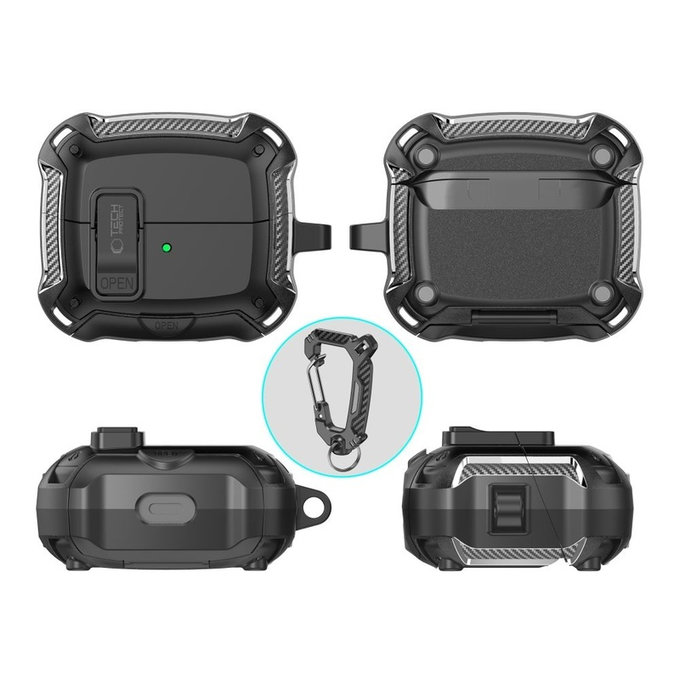 Husă pentru căști Carbonox MagSafe pentru Samsung Buds 3 / 3 FE / 3 Pro, neagră, Tech-Protect