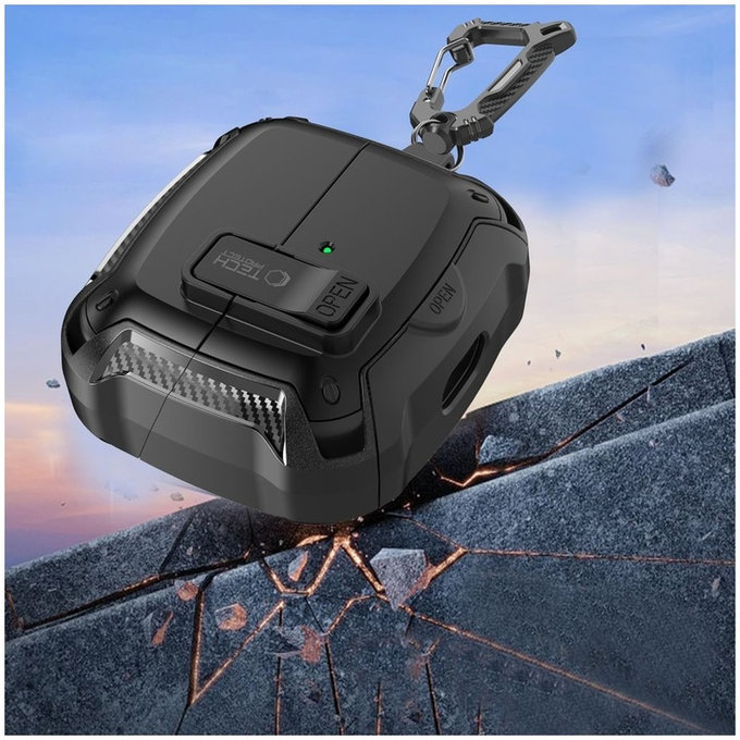 Husă pentru căști Carbonox MagSafe pentru Samsung Buds 3 / 3 FE / 3 Pro, neagră, Tech-Protect