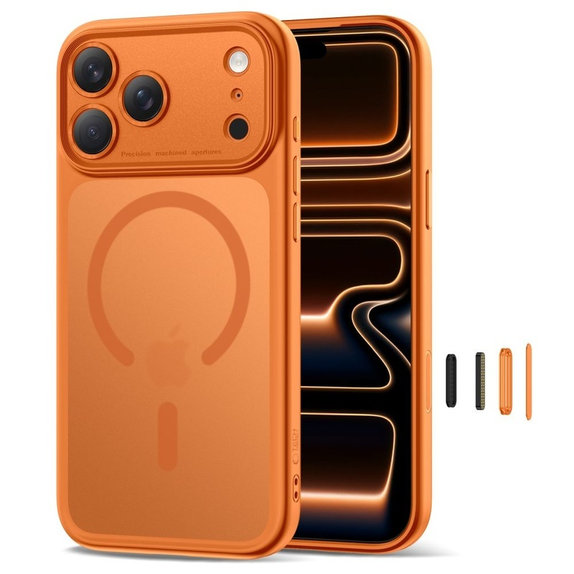 Husă MagPeak MagSafe CC pentru iPhone 17 Pro, Matte Cosmic Orange, Tech-Protect